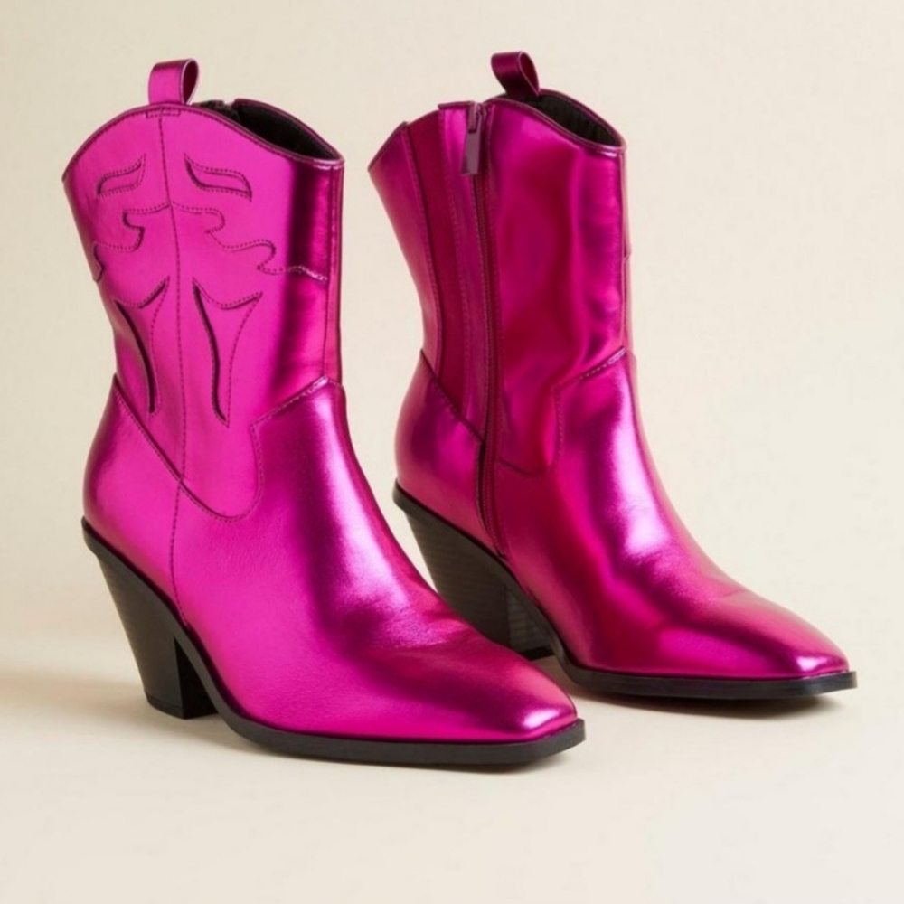 torrid Metallic Hot Pink Western Heeled Boots